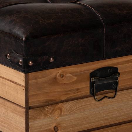 Baxton Studio Edmund Transitional Dark Brown Faux Leather Upholstered and Oak Brown Finished Wood Storage Ottoman 191-11904-ZORO